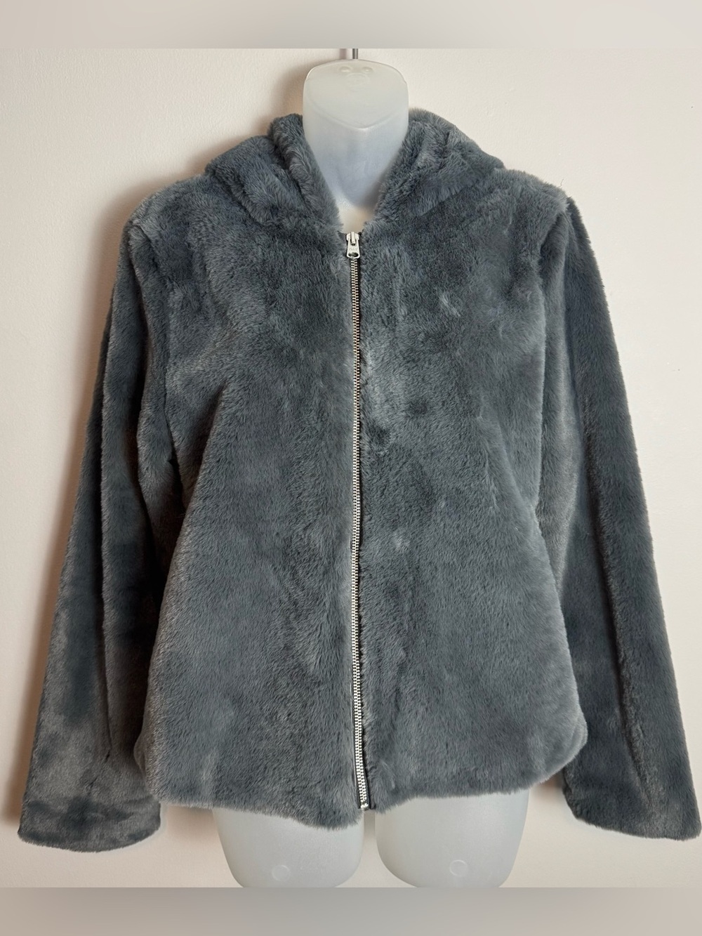 Abercrombie & Fitch Grey Faux Fur Zip Up Hoodie Size Medium